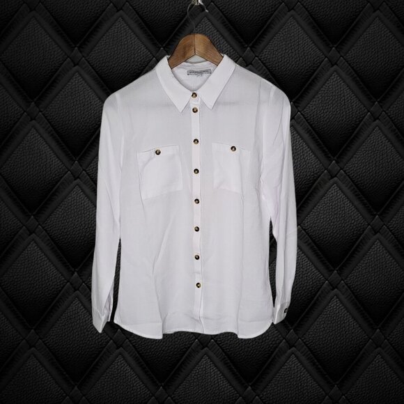 San Francisco Women's White Sheer Button Up Blouse S22VBLO00150 Size S - Picture 1 of 7